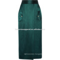 New Fashion Wrap-effect Silk-satin Midi Skirt DEM/DOM Manufacture Wholesale Fashion Women Apparel (TA5104S)